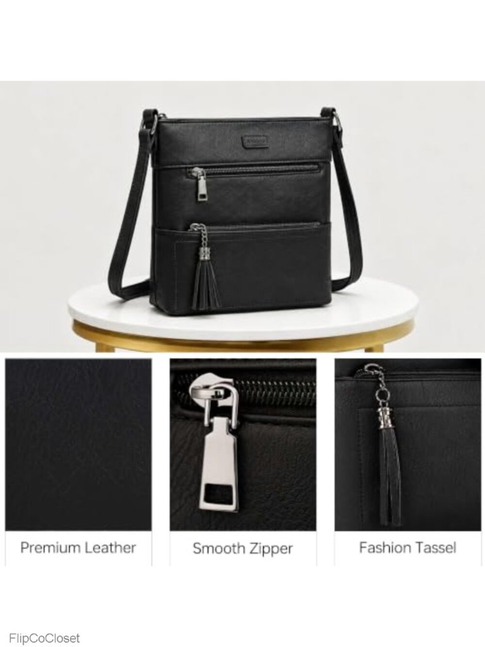 Leather Crossbody Bag for Women Travel Purse Adjustable Strap Multi-Pocket - Picture 4 of 5